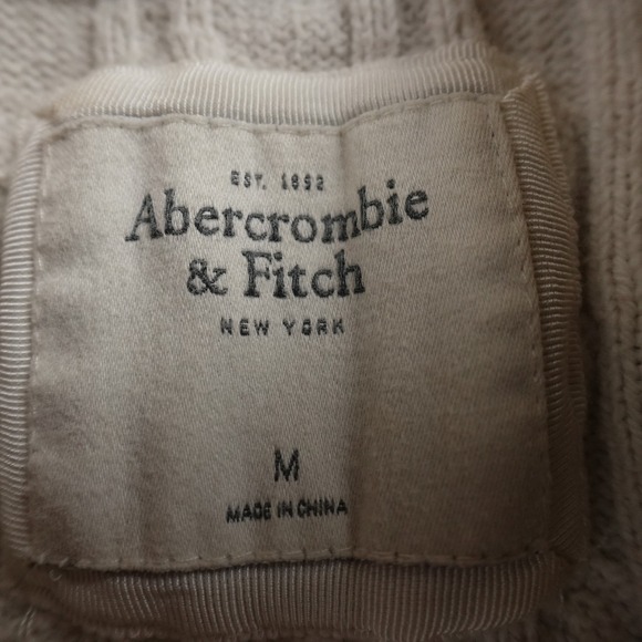 VTG Abercrombie Fitch Sweater Womens M White Cable Knit Crewneck Pullover Y2K - Picture 7 of 16